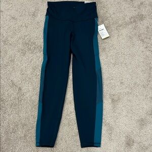 Old Navy Navy Leggings with Teal Side Panels